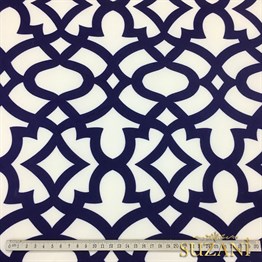 Lacivert Ottoman Desenli Kumaş