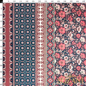 Lacivert Pembe Geleneksel Desenli Dijital Baskılı Kumaş