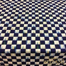 Lacivert Yağlıboya Efektli Damalı Kumaş