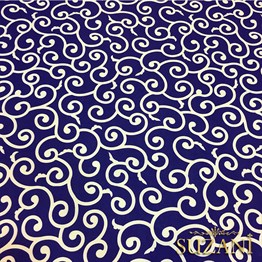 Lacivert Zemin Geometrik Batik Desenli Kumaş