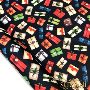 Lacivert Zemin Hediye Paketli Dijital Baskılı Kumaş