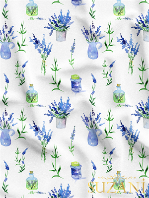 Lavanta Bahçesi Desenli Dijital Baskılı Kumaş