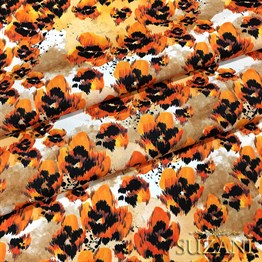 Leopar Çiçek Desenli Kumaş