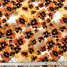 Leopar Çiçek Desenli Kumaş