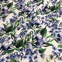 Lila Çiçek Desenli Kumaş