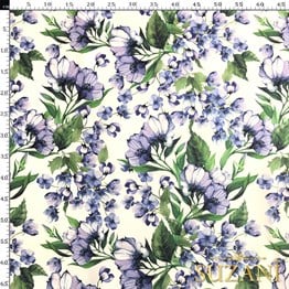 Lila Çiçek Desenli Kumaş