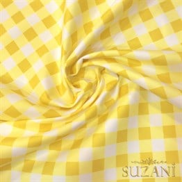 Limon Küçük Pötikare Desenli Dijital Baskılı Kumaş