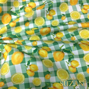 Limon Pötikare Desenli Dijital Baskılı Kumaş