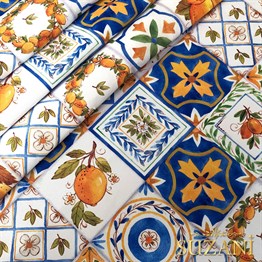 Limon Seramik Desenli Dijital Baskılı Kumaş