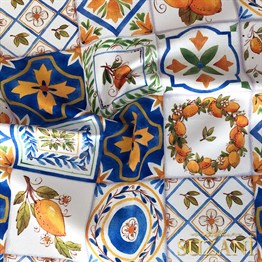 Limon Seramik Desenli Dijital Baskılı Kumaş