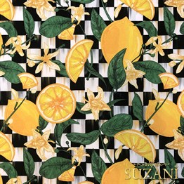 Limonlu Dama Desenli Dijital Baskılı Kumaş