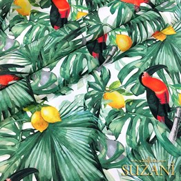 Limonlu Tukan Desenli Kumaş