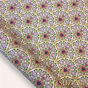Lotus Taç Desenli Dijital Baskılı Kumaş