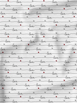 Love Desenli Dijital Baskılı Kumaş