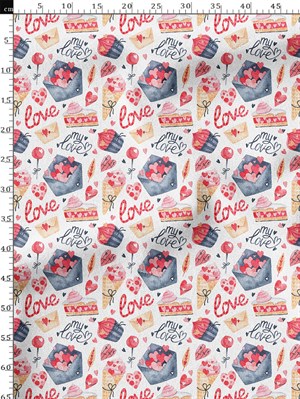 Love Desenli Dijital Baskılı Kumaş