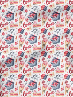 Love Desenli Dijital Baskılı Kumaş