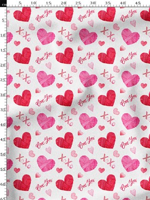 Love Yazılı Desenli Dijital Baskılı Kumaş