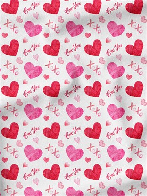 Love Yazılı Desenli Dijital Baskılı Kumaş