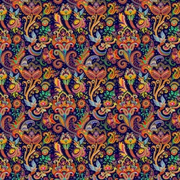 Mandala Desenli Kumaş (Mor Zemin)