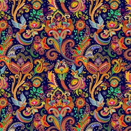 Mandala Desenli Kumaş (Mor Zemin)