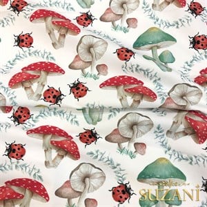 Mantar Desenli Dijital Baskılı Kumaş