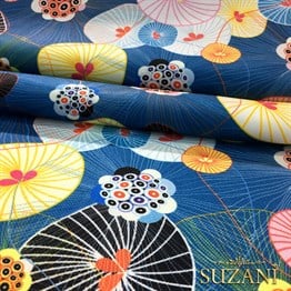 Mantarlar ve Çiçekler Desenli Kumaş