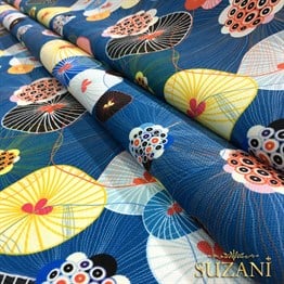 Mantarlar ve Çiçekler Desenli Kumaş