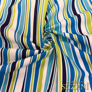 Marin Çizgi Desenli Dijital Baskılı Kumaş