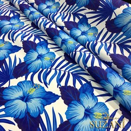 Mavi Çiçekli Kumaş