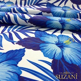 Mavi Çiçekli Kumaş