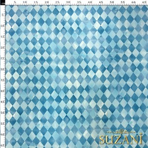 Mavi Dama Desenli Dijital Baskılı Kumaş