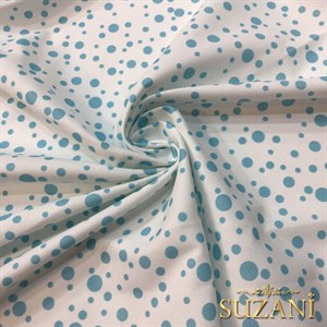 Mavi Damlacık Desenli Dijital Baskılı Kumaş