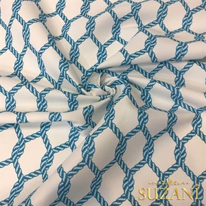 Mavi Düğüm Desenli Dijital Baskılı Kumaş