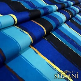 Mavi Eskitme Çizgili Kumaş