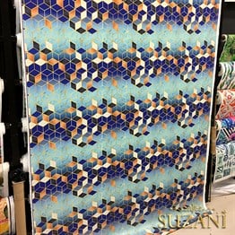 Mavi Küpler ve Mermer Desenli Kumaş