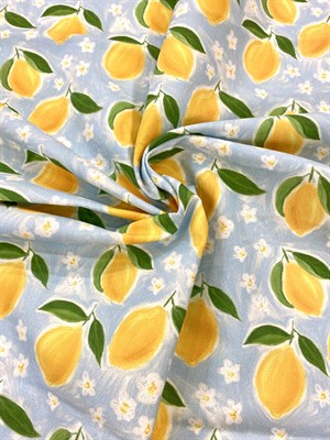 Mavi Suluboya Zemin Desenli Dijital Baskılı Kumaş