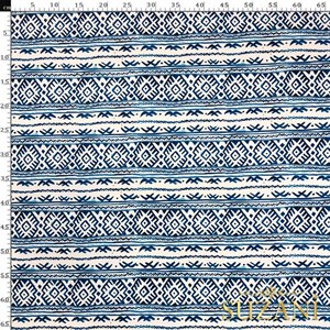 Mavi Süsleme Desenli Dijital Baskılı Kumaş