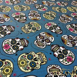 Meksika Kafatası Pop Art Desenli Kumaş