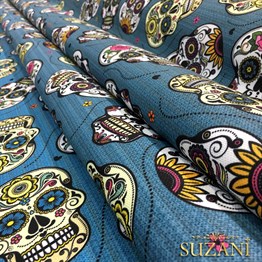 Meksika Kafatası Pop Art Desenli Kumaş