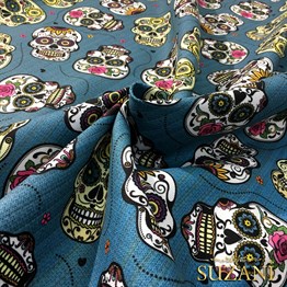 Meksika Kafatası Pop Art Desenli Kumaş