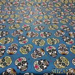 Meksika Kafatası Pop Art Desenli Kumaş