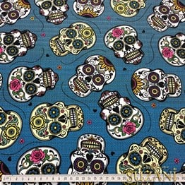 Meksika Kafatası Pop Art Desenli Kumaş