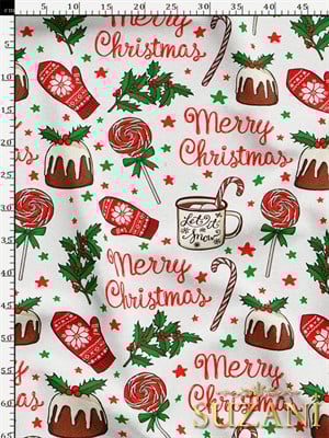 Merry Christmas Dijital Baskılı Kumaş