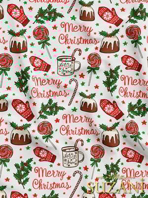 Merry Christmas Dijital Baskılı Kumaş