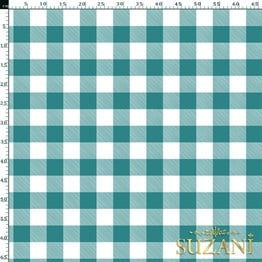 Mint Büyük Pötikare Desenli Dijital Baskılı Kumaş