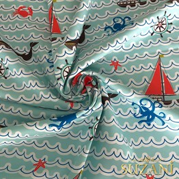 Mint Dalga Desenli Dijital Baskılı Kumaş