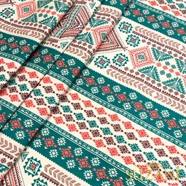 Mint Etnik Desenli Dijital Baskılı Kumaş