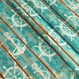 Mint Güverte Desenli Dijital Baskılı Kumaş