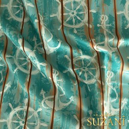 Mint Güverte Desenli Dijital Baskılı Kumaş