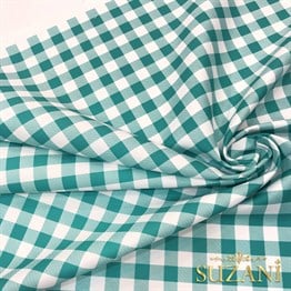 Mint Küçük Pötikare Desenli Dijital Baskılı Kumaş